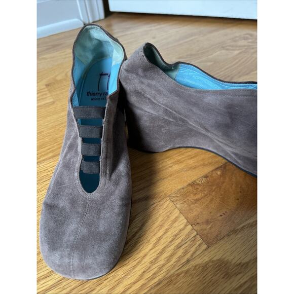 Thierry Rabotin Wedge Brown Leather Suede Round Toe Straps Shoes Size EU38/US7.5 - Picture 2 of 11